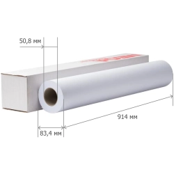 Бумага широкоформатная Комус (ProMega engineer Bright white) 80 г/кв.м, длина 30 м, ширина 914 мм, диаметр втулки 50.8 мм