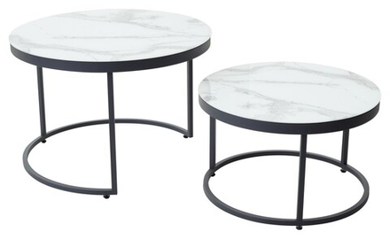 Журнальный столик М-City DISAUR Эрвин (Комплект) Белый мрамор, стекло, каркас Графит