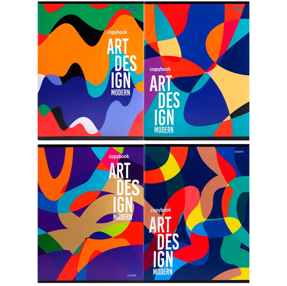 Тетрадь 96л., А5, клетка, Проф-Пресс "Современное искусство", скрепка, мелованная обложка, 4 дизайна в коробе