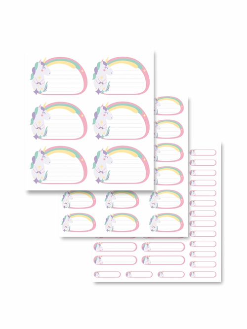 Наклейки для школьных принадлежностей. Единорог