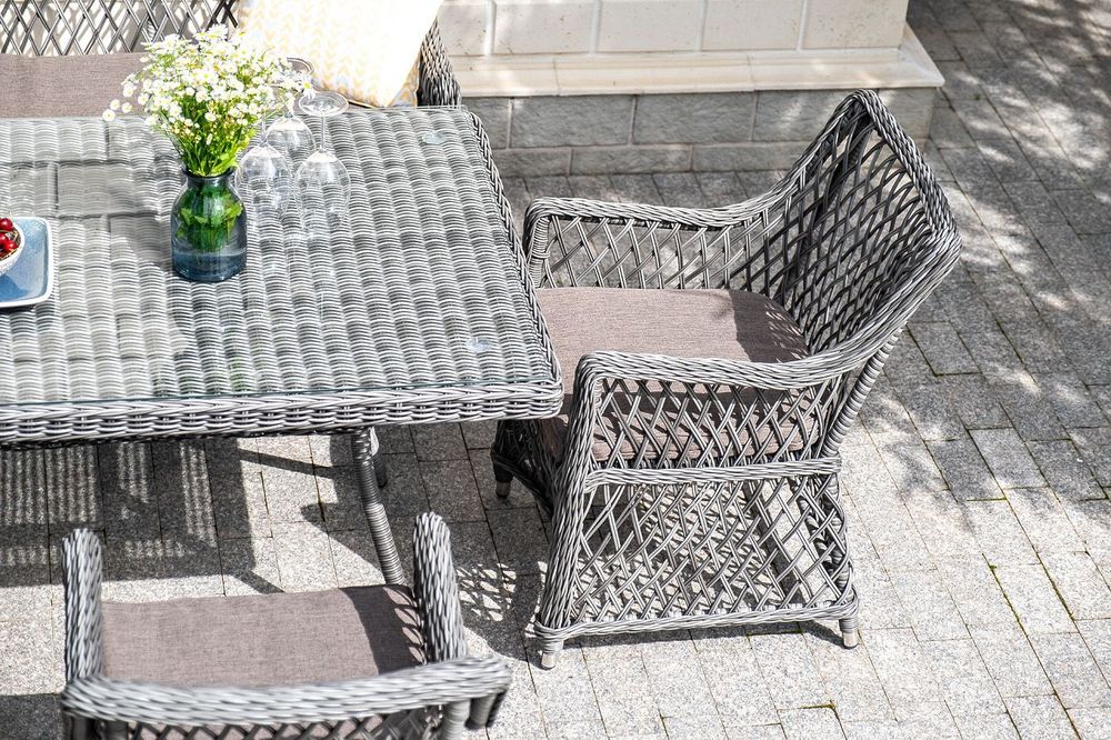 "Катания" обеденная группа плетеная на 6 персон, цвет графит