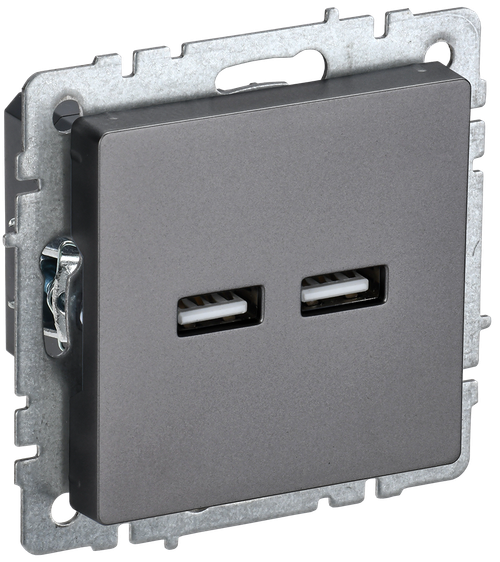 BRITE Розетка USB A+A 5В 3,1А РЮ10-1-БрС сталь IEK