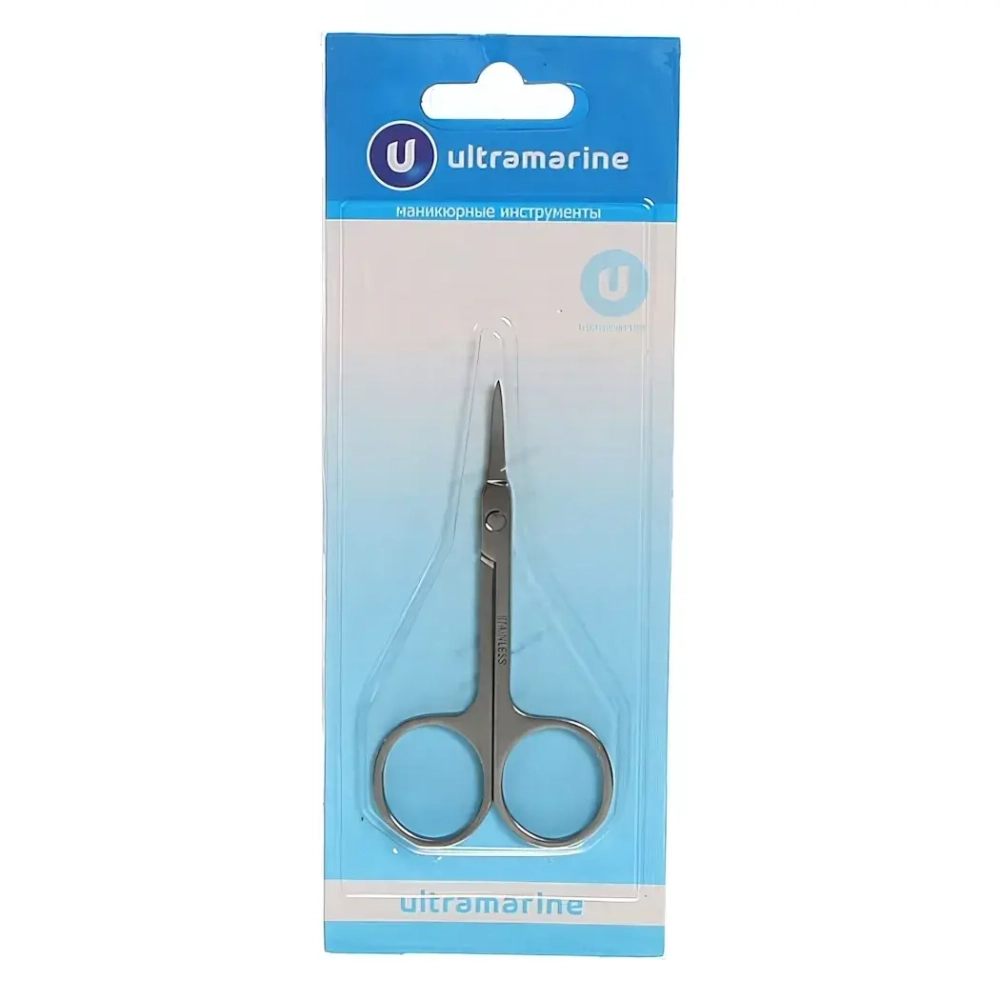 Ножницы маникюрные на блистере «Ultramarine», для кутикулы, тонкие, цвет серебро 8см