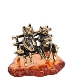 Народные промыслы AM-1053 Фигурка «Коты Пара» (латунь, янтарь)