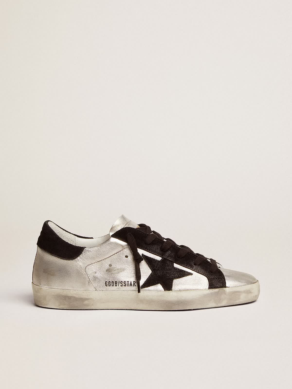 Super Star in silver leather with contrasting inserts