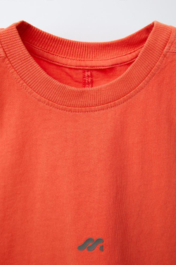 ZARA ФУТБОЛКА С ЛОГОТИПОМ, КОРАЛЛОВЫЙ