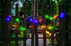 USL-S-129-PT4000 BUTTERFLIES Садовая гирлянда на солнечной батарее Бабочки. 20 светодиодов. Разноцветный свет. 1xАА Ni-Mh аккумулятор в-к. IP44. TM Uniel.