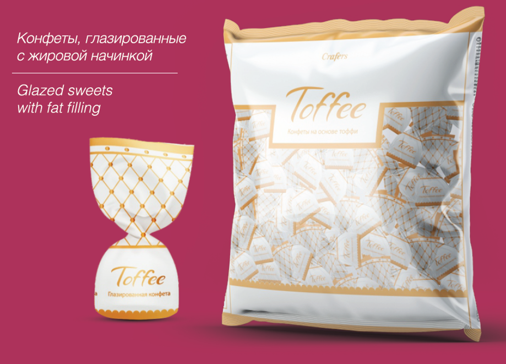 Шоколадные конфеты Toffee с молочной начинкой белый 500гр