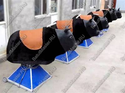 Надувной аттракцион Родео, бык+батут, черный с имитацией под кожу