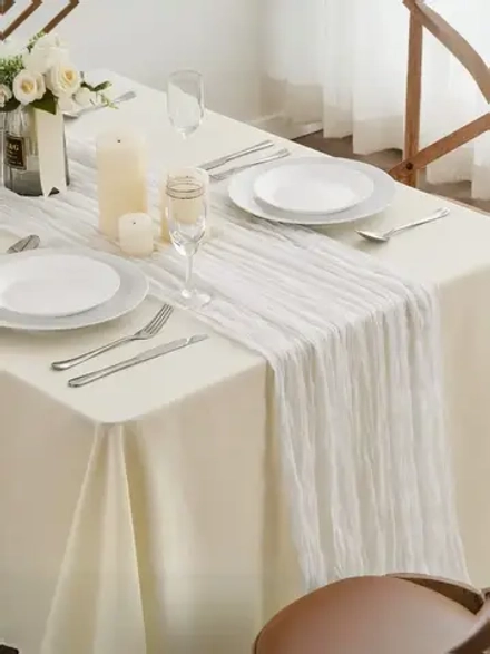 Дорожка для стола полупрозрачная полиэстер/хлопок 90х180см, белый