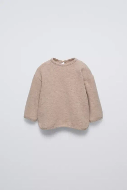 ZARA ФУТБОЛКА ИЗ ТКАНИ SOFT TOUCH, СВЕТЛО-БЕЖЕВЫЙ