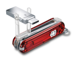 Нож-брелок Victorinox USB 16 Гб, 58 мм, 8 функций, полупрозрачный красный