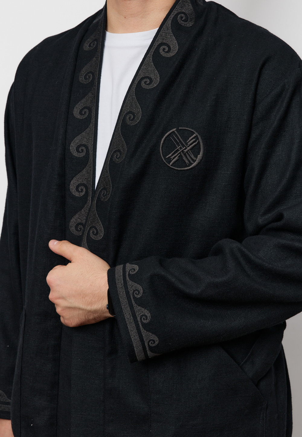 Шапан льняной длинный OYU TOLQYN BLACK