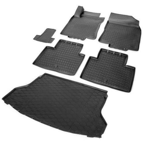 Коврики в салон и багажник автомобиля (комплект) Rival для Nissan X-Trail T32 2015-2018 2018-н.в., полиуретан, 6 частей, K14109001-3