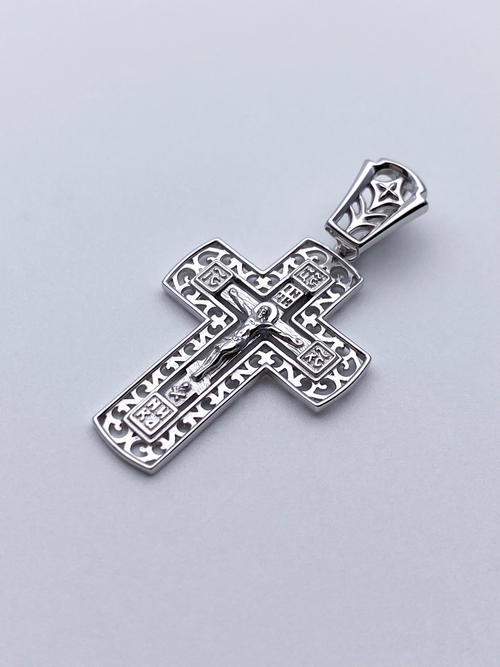 Крест из серебра/Родий/С подвижным ухом