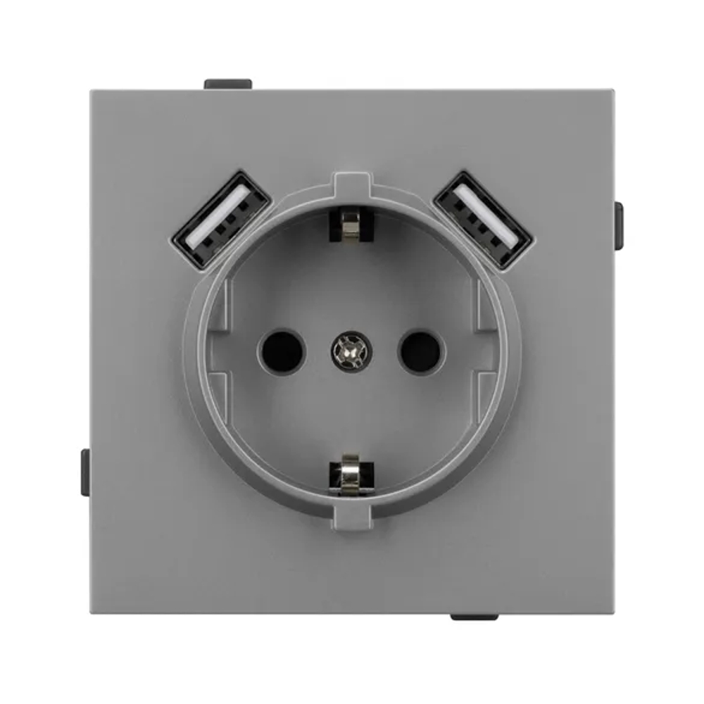 Механизм розетки с USB зарядкой SCT-TENDO-MUAA-PL-GR (230V, 16A) (Arlight, -) 054084