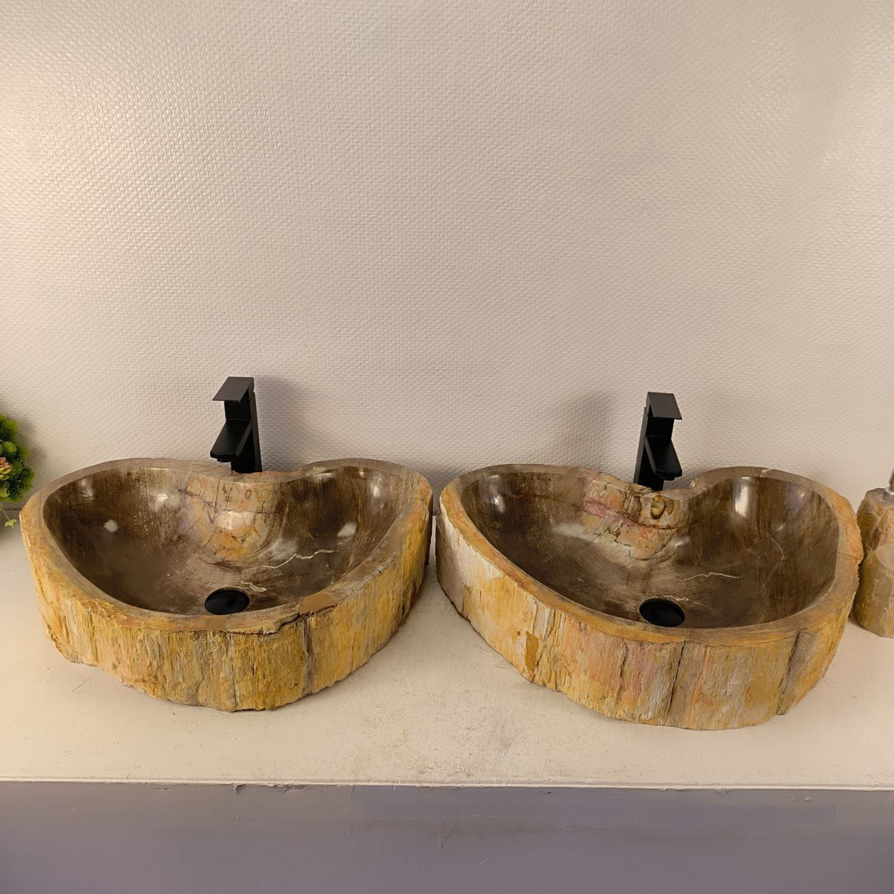 Раковина из окаменелого дерева ПАРА! OD-74357 67*46*15 2шт