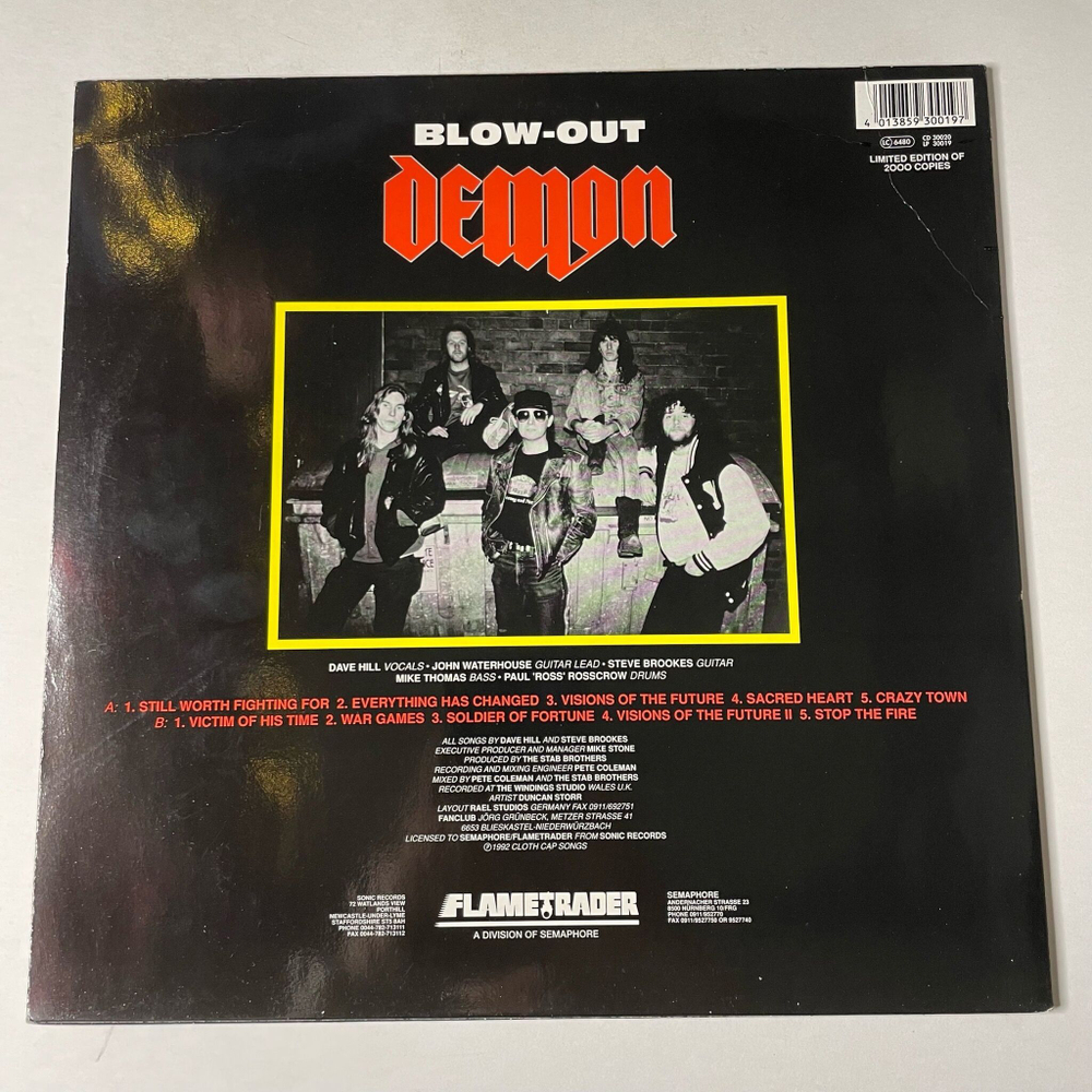 Винтажная виниловая пластинка LP Demon Blow Out (Germany 1992)