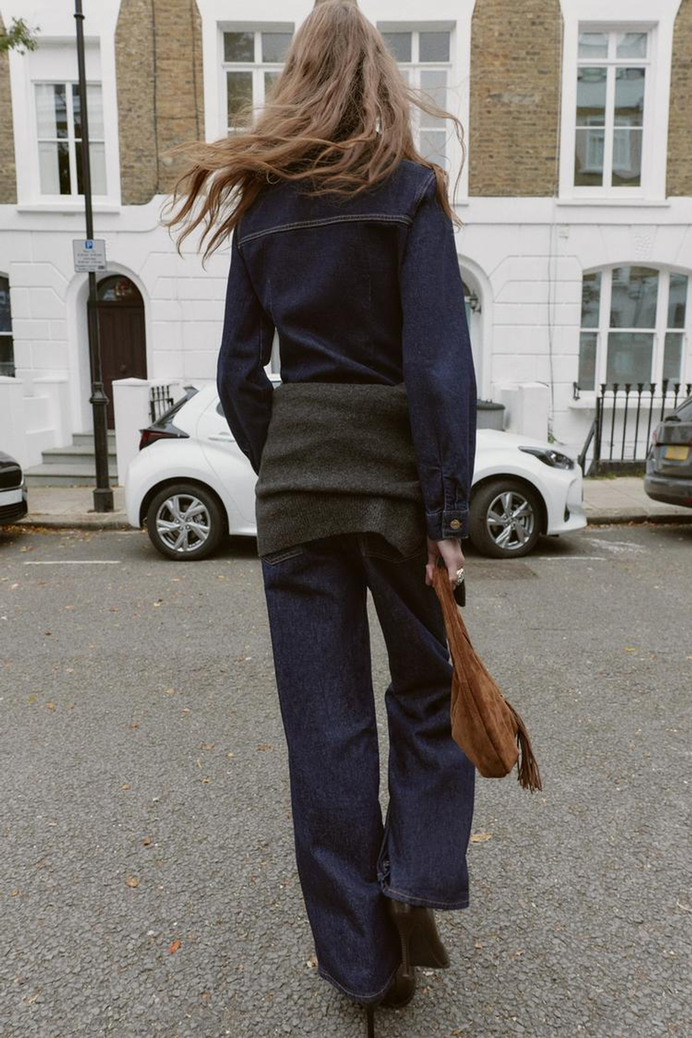 ZARA ПРИТАЛЕННАЯ ДЖИНСОВАЯ РУБАШКА Z1975, СИНИЙ