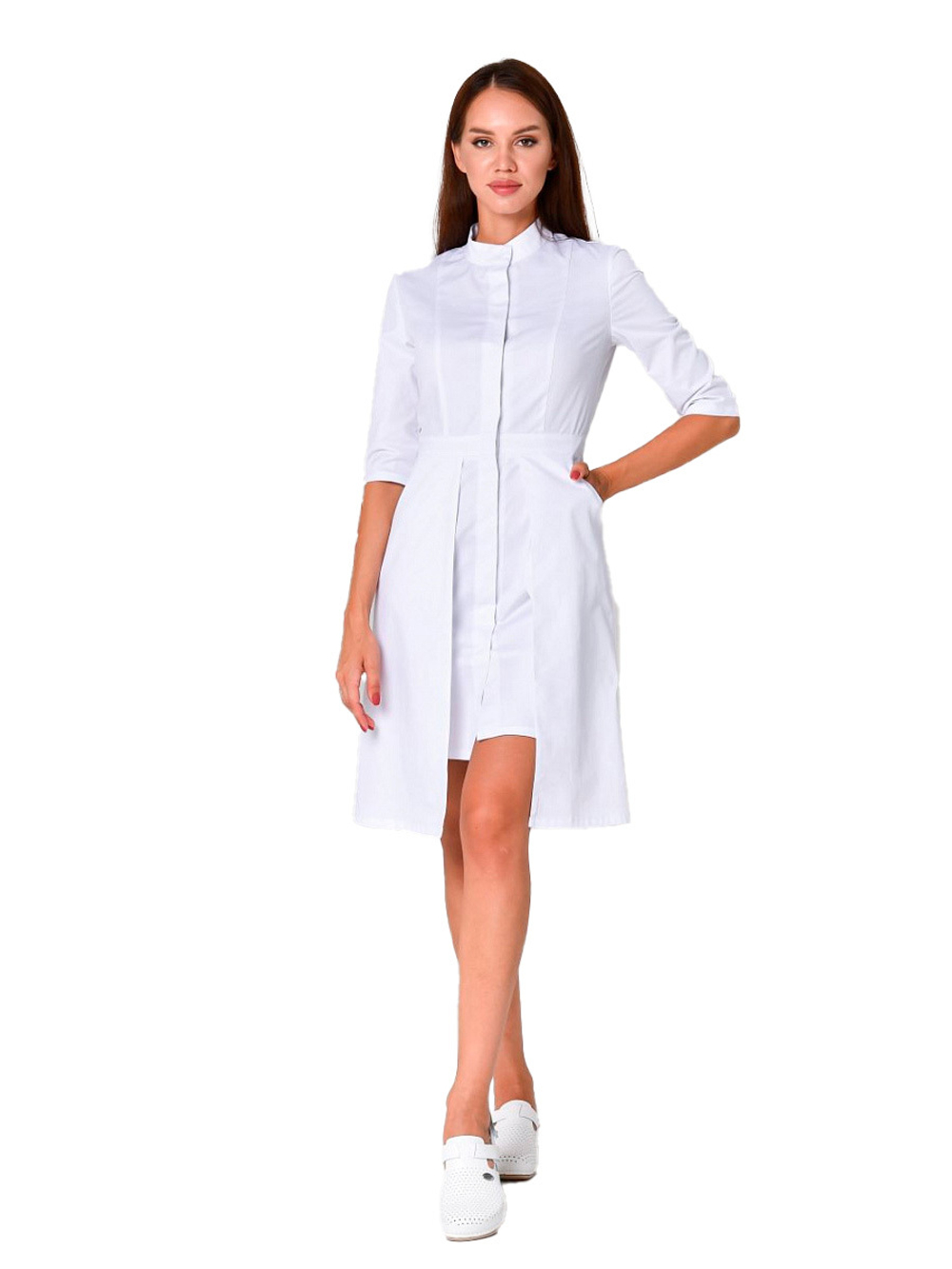 Халат медицинский женский Mariita MA768 с двойной юбкой, белый, 44