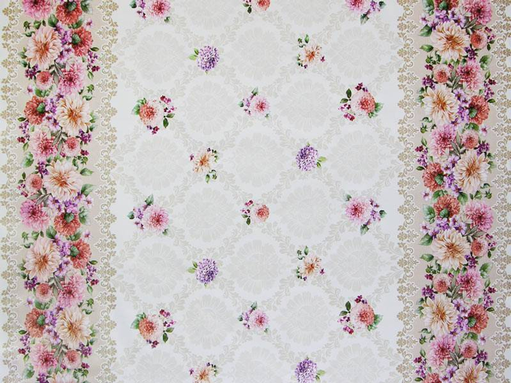 Клеенка столовая DEKORAMA 140см*20м "Астры на бежевом"