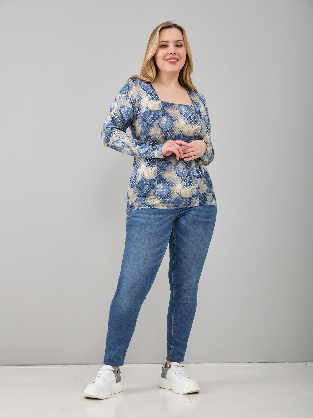 Лонгслив ЛНл-001/голубой-питон