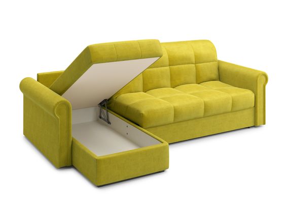 Диван угловой с оттоманкой Палермо 1,4 - Velutto 28 оливковый/кант 28 оливковый