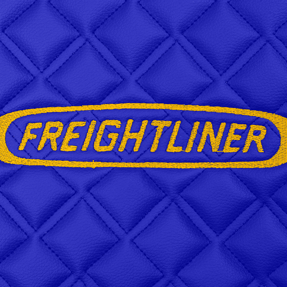 Ковры FREIGHTLINER CENTRY (механика) (экокожа, синий, синий кант, желтая вышивка)