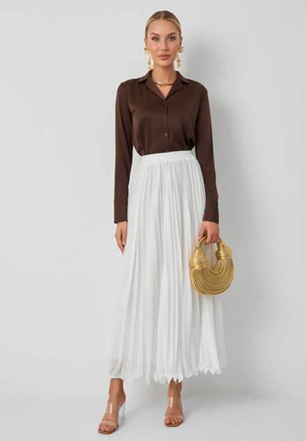 Юбка плиссе макси 100 белая