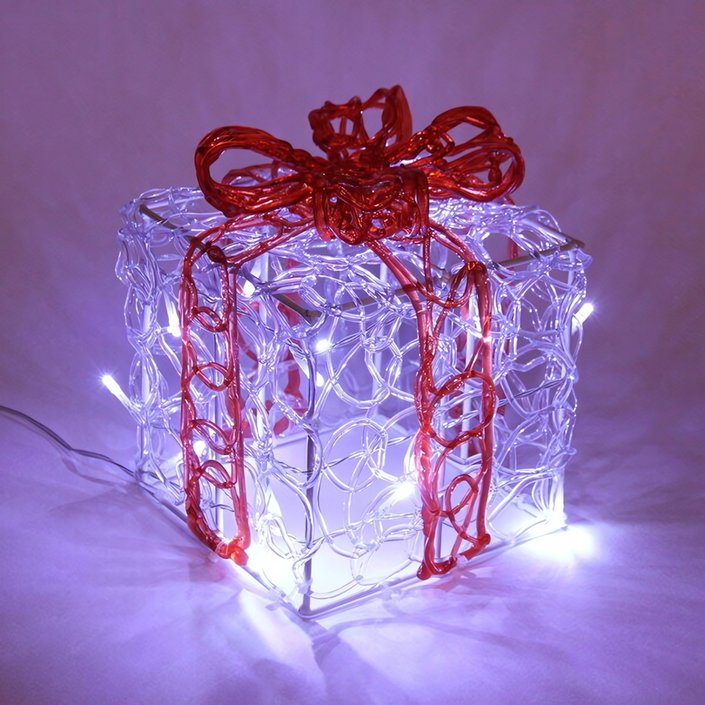 Фигура светодиодная «Подарок» 14 см, 10 ламп LED, IP-65, Белый/красный