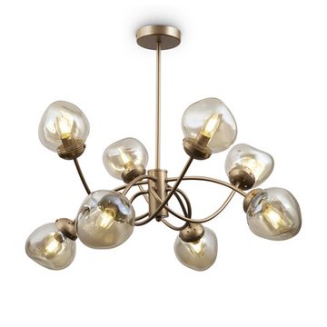 Люстра на штанге 8*E14 FR8017PL-08MG матовое золото/янтарный Volani Freya