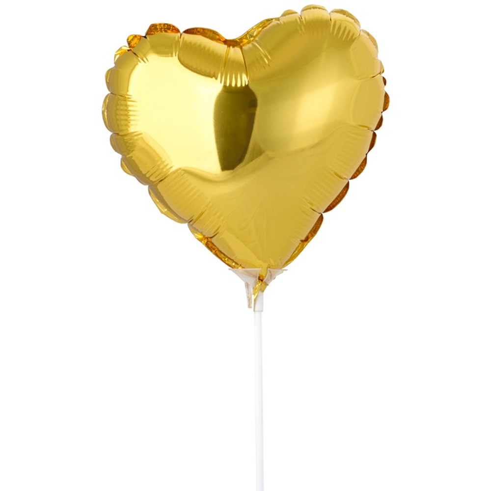 Шар фольгированный Сердце 23 см (Золотой)