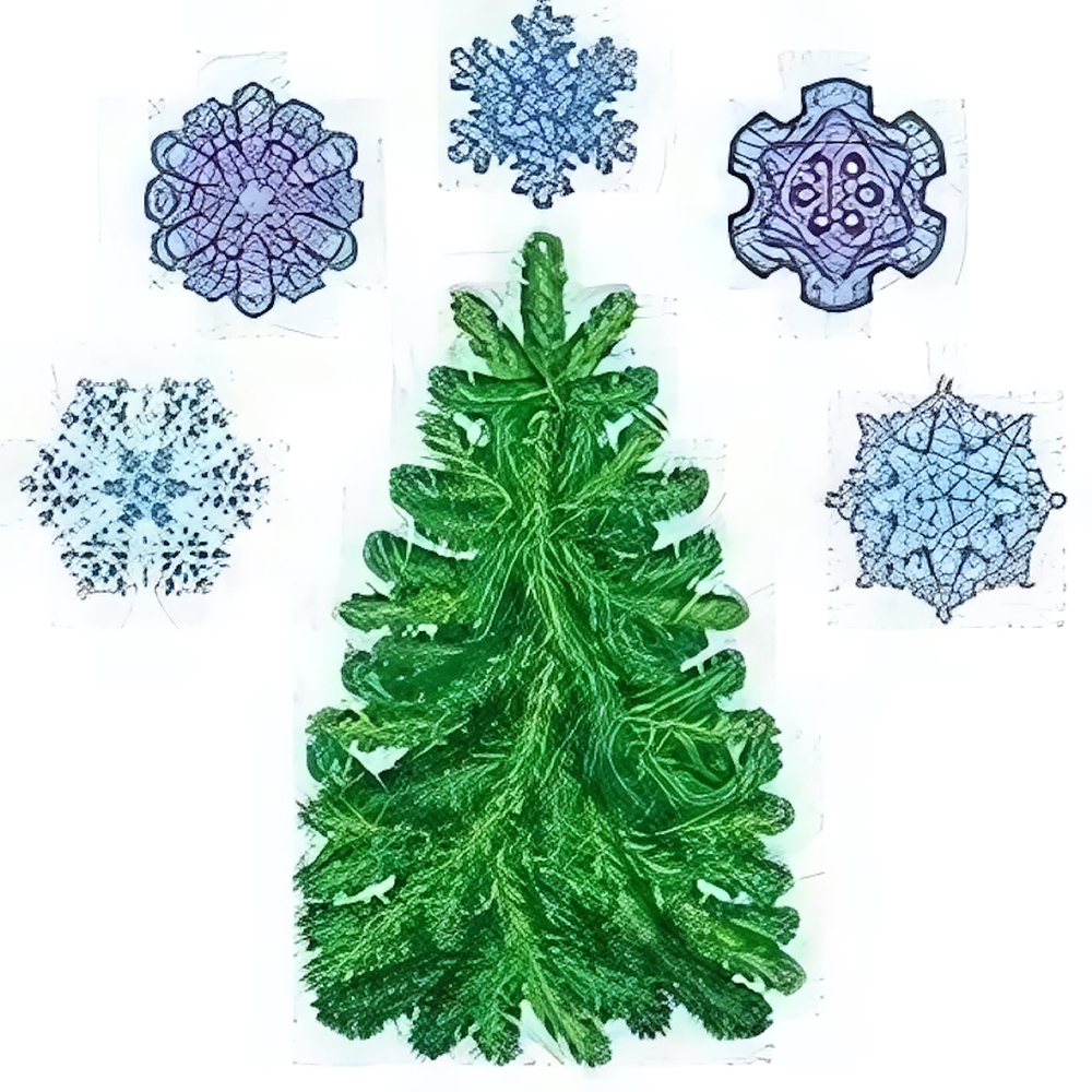 Наклейки на окна А3 сереб. металлизация, многоразовые "Елочка со снежинками" (Сфера)