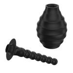 Черный анальный душ с фигурным гибким наконечником (Цвет: черный)