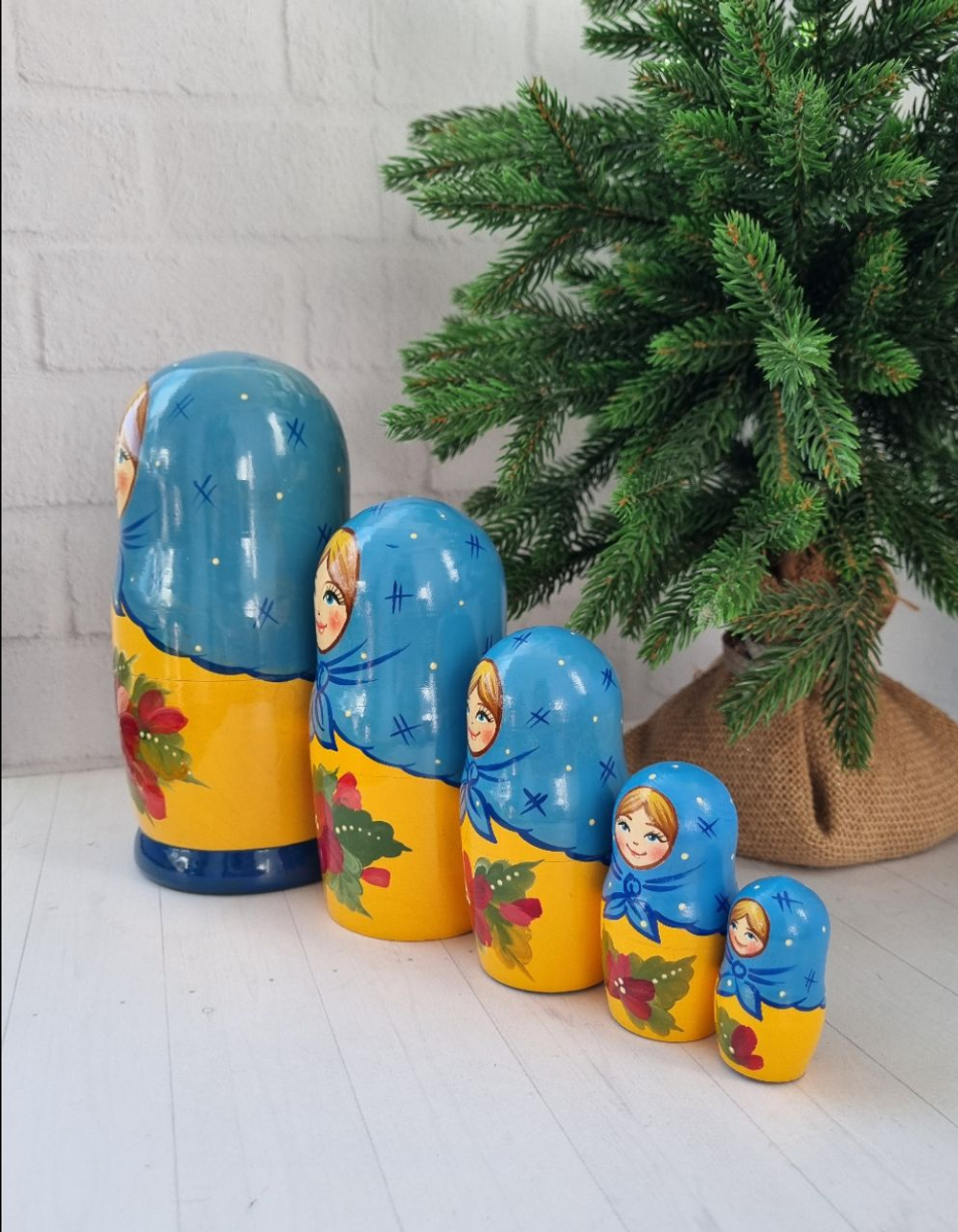 Матрешка 5м 18см цветочная