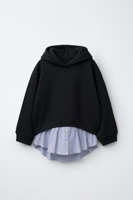 ZARA ХУДИ В ПОЛОСКУ С ДВОЙНЫМ НИЗОМ, ЧЕРНЫЙ