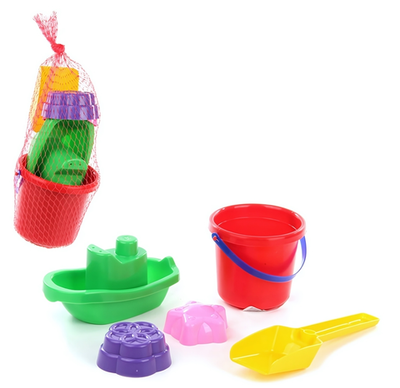 Набор Ведерко+ совочек+ 2 формочки+ кораблик "Большой" в ассорт.