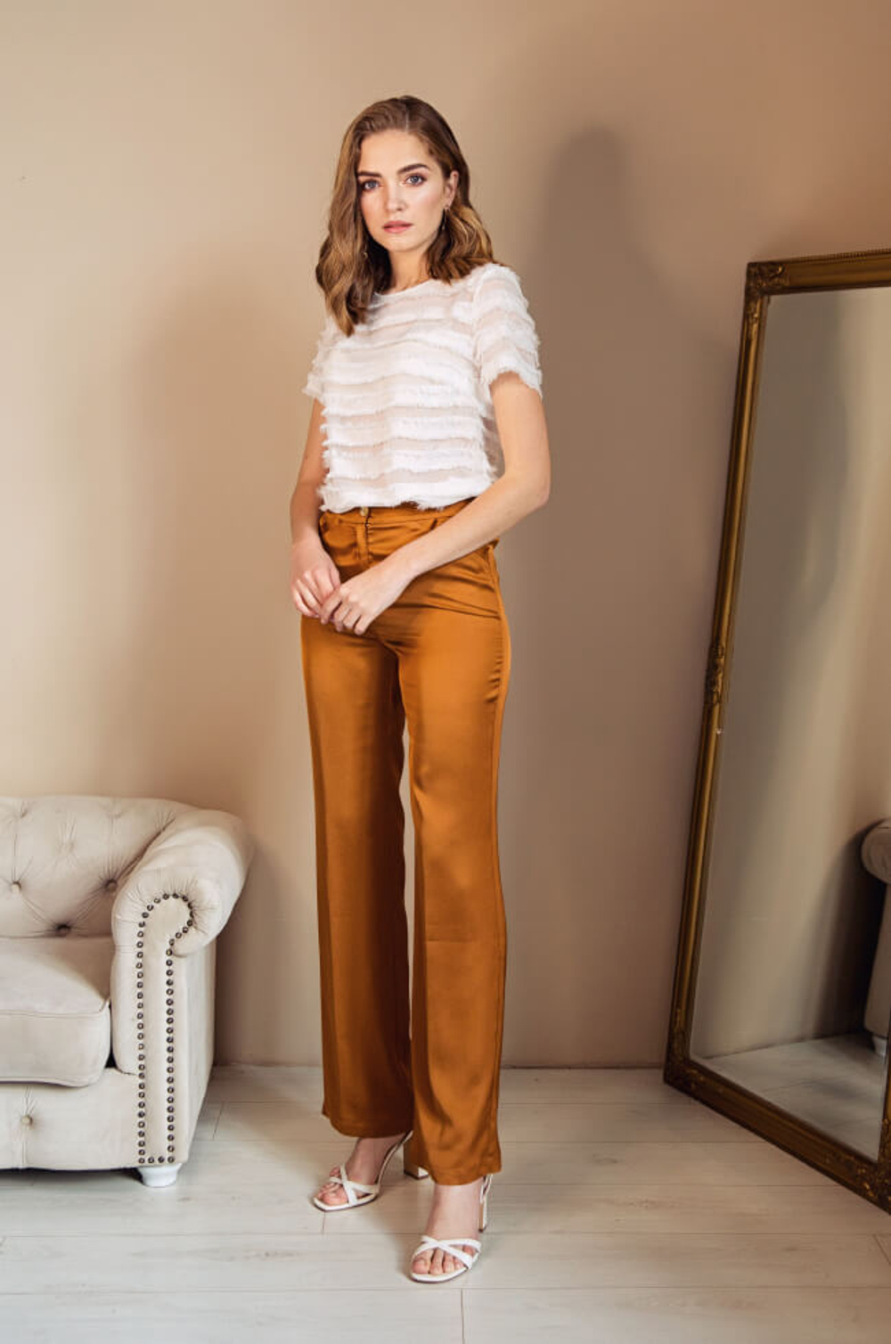 3748 Брюки женские (охра)