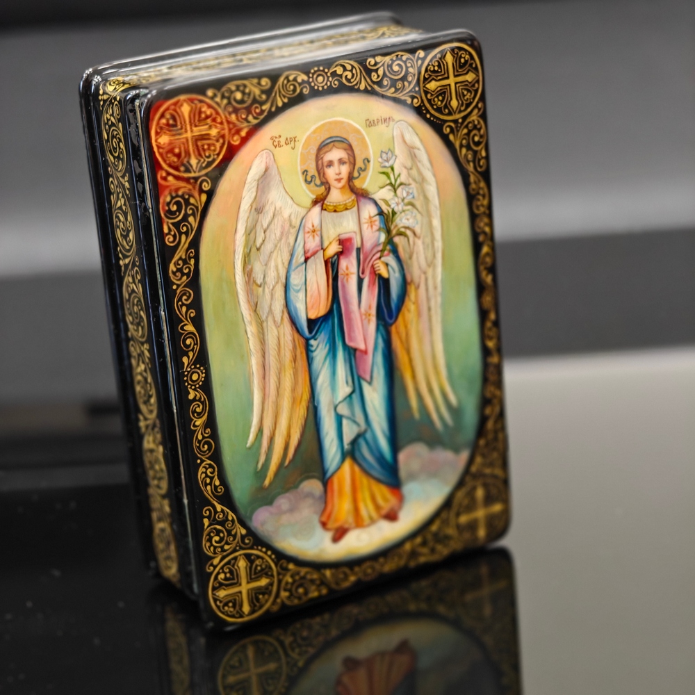 Шкатулка "Ангел" (Ручная роспись Палех)