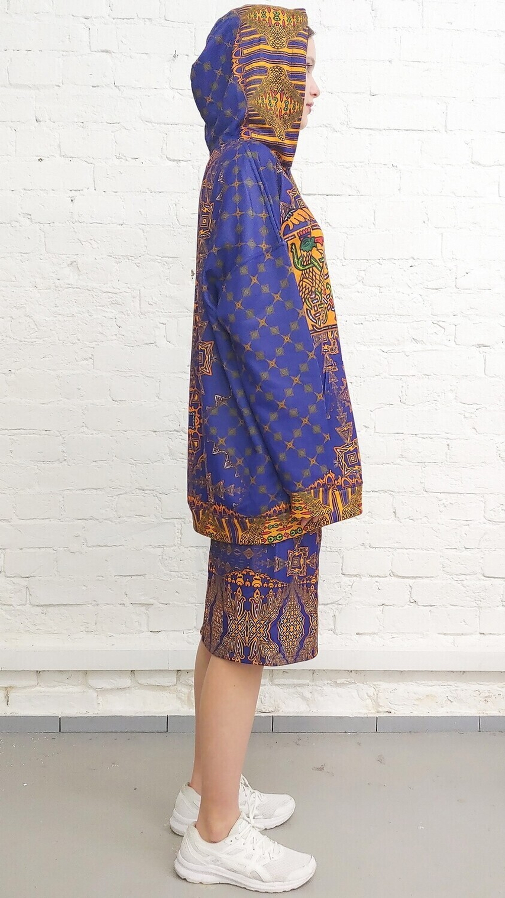 Комплект (худи и юбка), по мотивам старинного русского орнамента