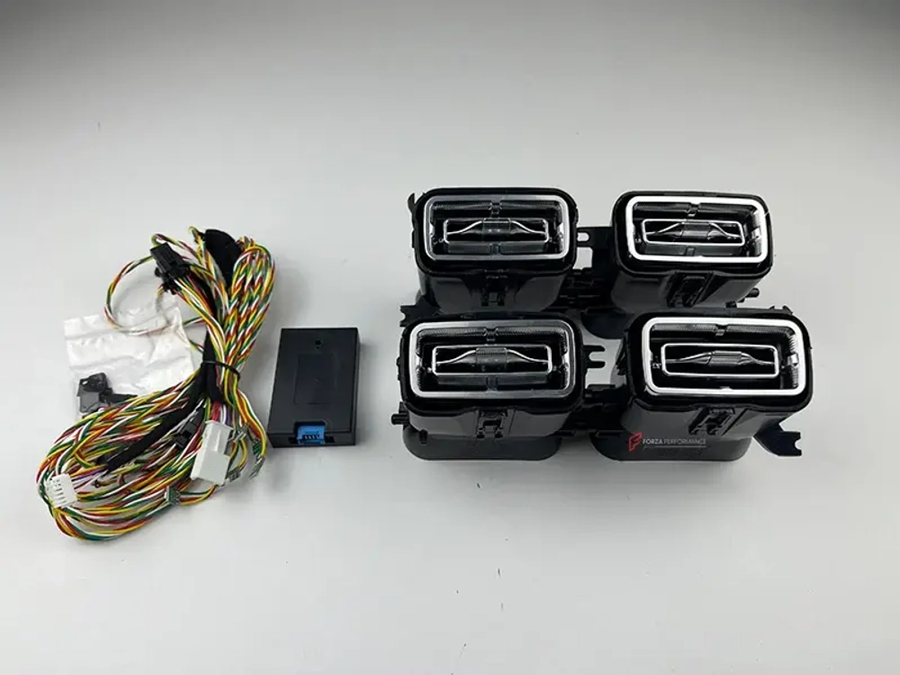 Воздуховоды с подсветкой 64 цветов для панели приборов GLS X167 2019+ (многоцветная) Мерседес Бенц ГЛС