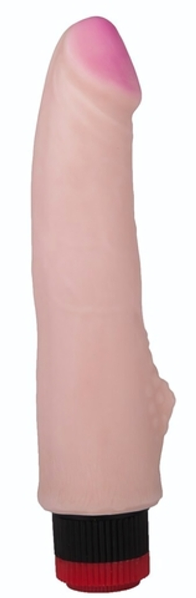 Реалистичный вибромассажёр с наростом у основания - 22,2 см. (Цвет: телесный)