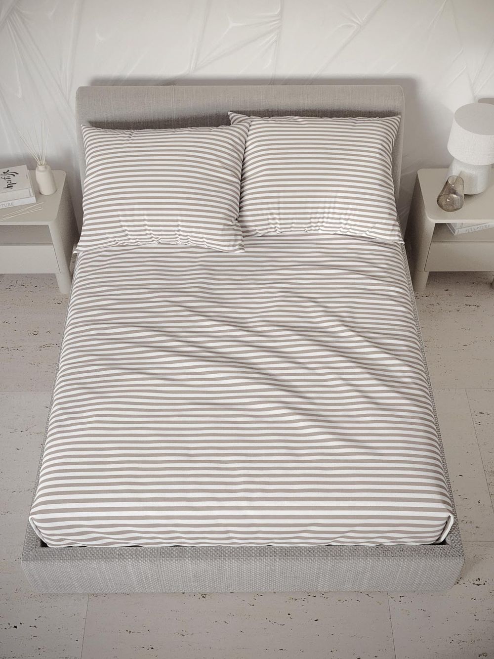 Постельное белье сатин Milky Garden "Мэри (компаньон)" 2-спальное Наволочка 50x70 см 2 шт Простынь на резинке 160x200 см Пододеяльник 175x215 см