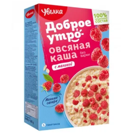 Каша Увелка овсяная с малиной 200 гр
