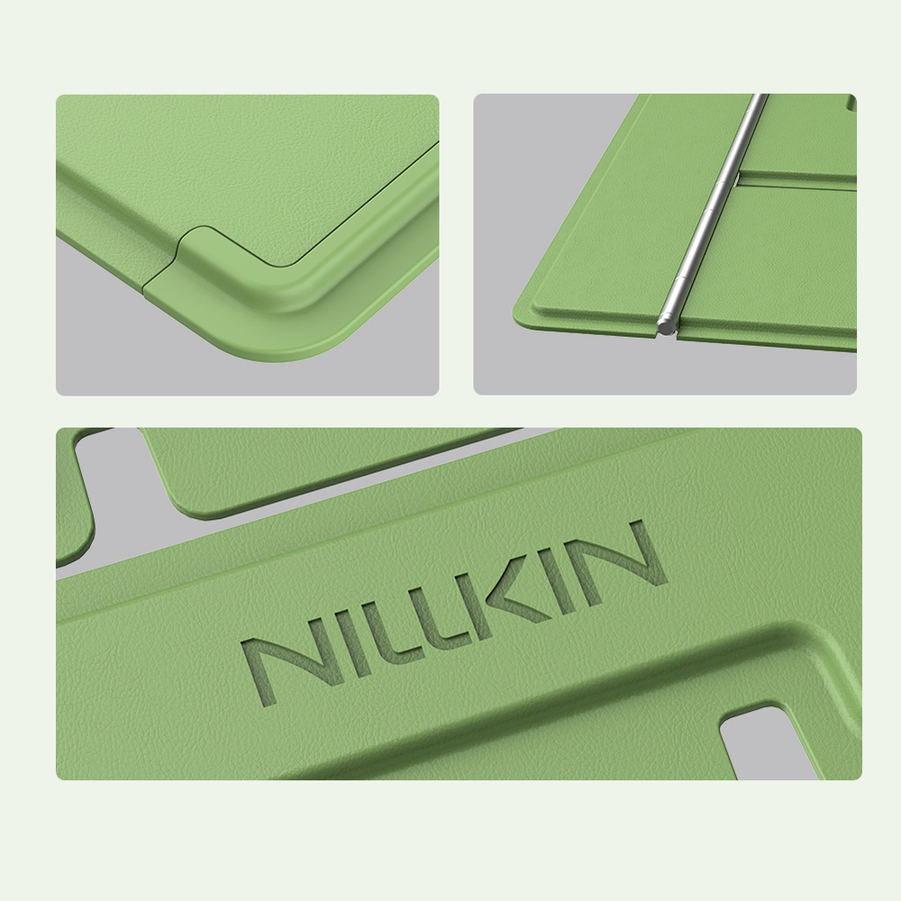 Тонкая складная подставка зеленого цвета от Nillkin для ноутбука, серия DualWing Adhesive Laptop Stand