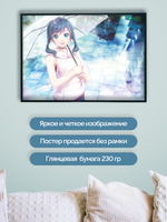 Постер плакат Хина Амано С Зонтиком Tenki No Ko Дитя Погоды