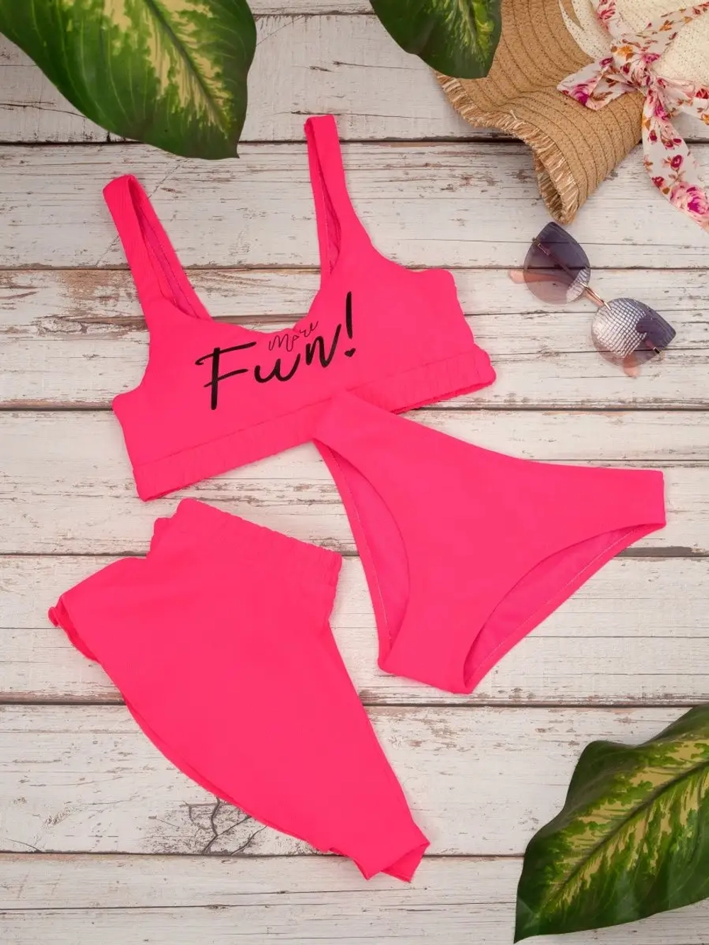 купальник раздельный 3 в 1 с топом и шорты-юбка