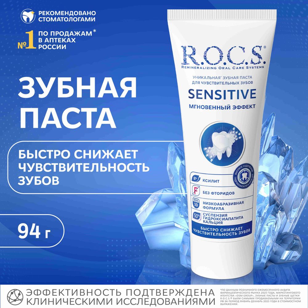 R.O.C.S  94г SENSITIVE Зубная паста Мгновенный эффект
