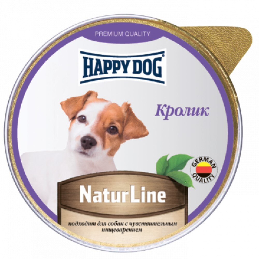 Happy Dog консервы для собак с кроликом 125 г паштет (ал.баночка) (Россия) Natur Line