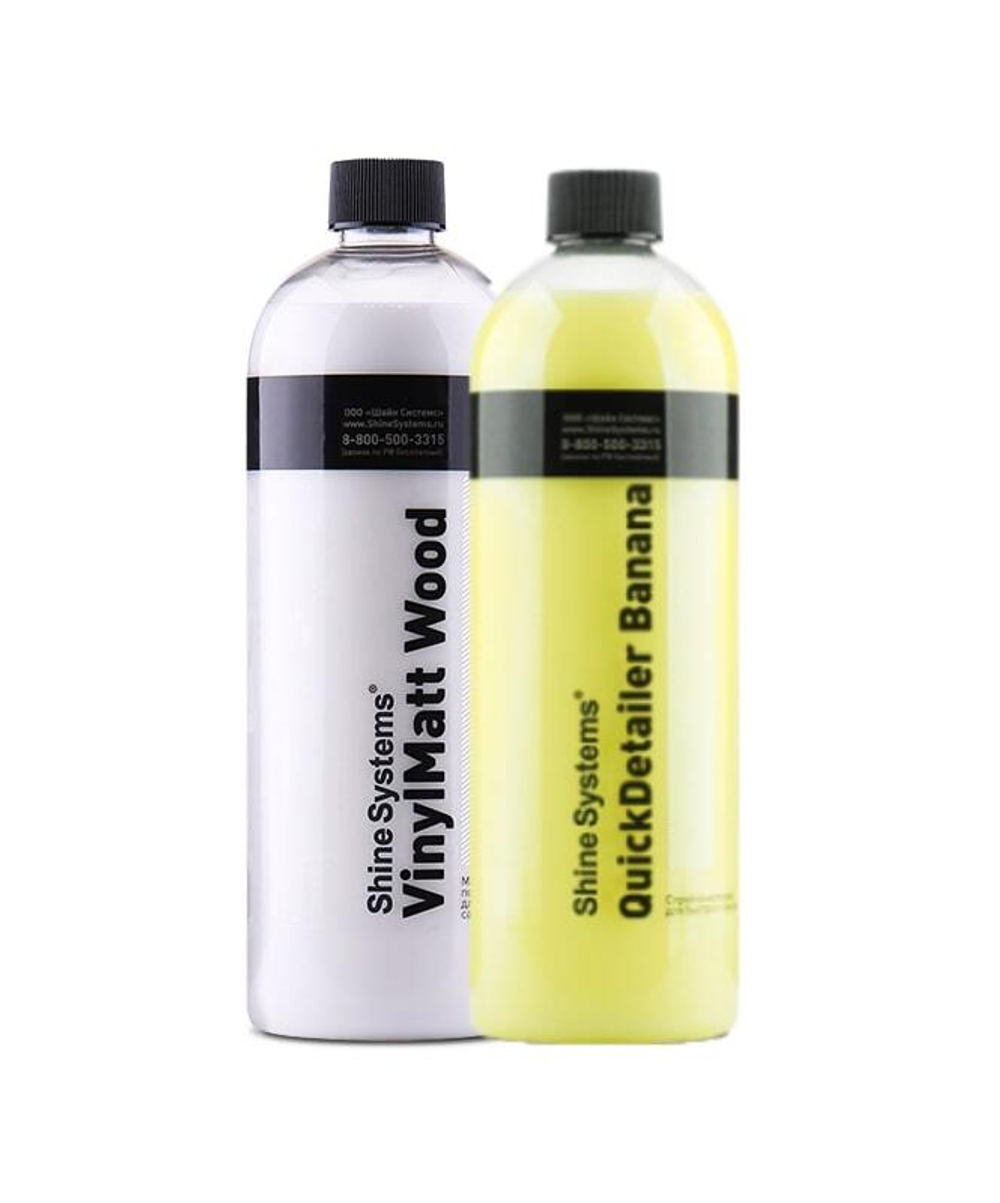 Shine Systems Набор для ухода за пластиком QuickDetailer Banana+VinylMattWood 750мл